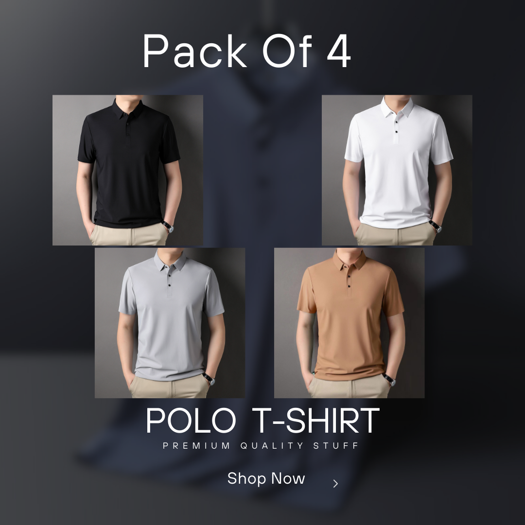 Men's Regular Fit Polo T Shirt (Pack of 4)