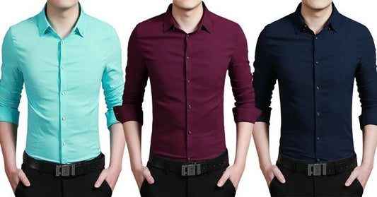 COMBO OF 3 PLAIN CASUAL SHIRTS